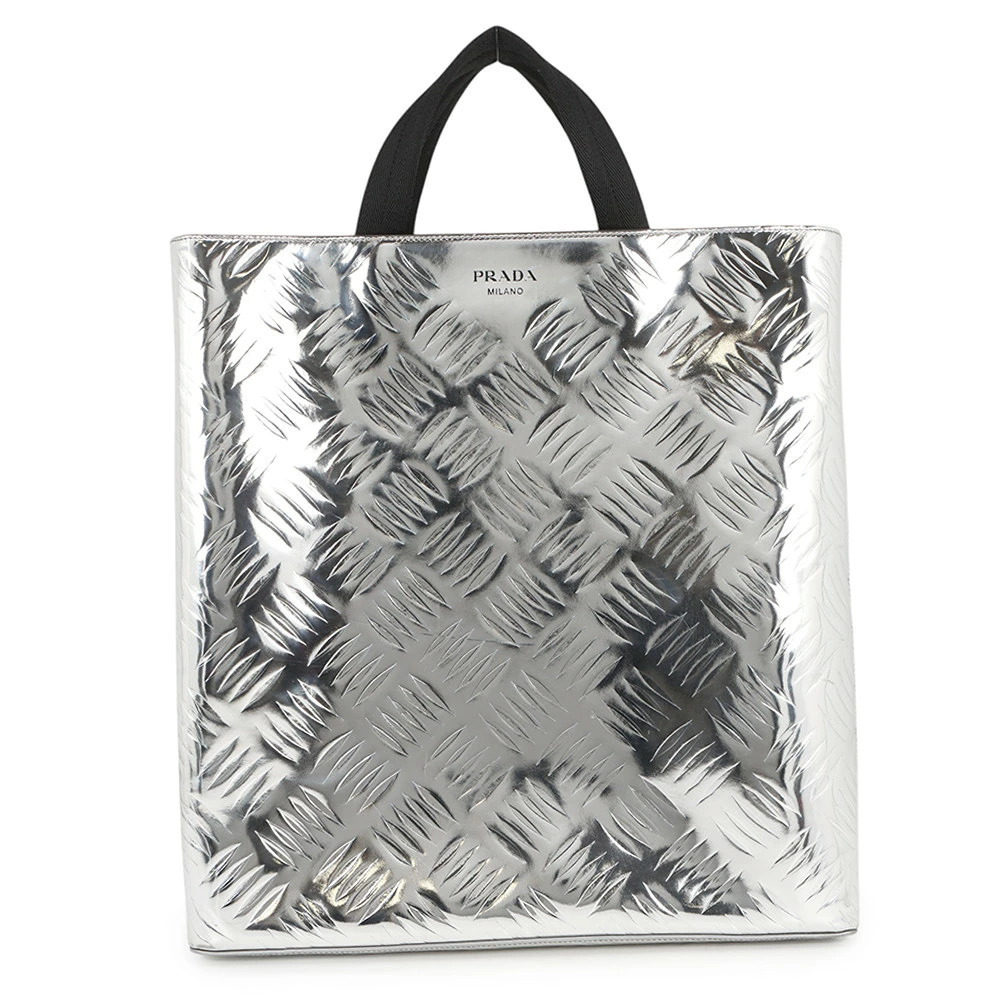 Prada Tote Tessuto Saffiano Bag Shopping Brushed Leather Canvas
